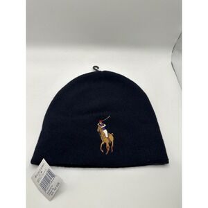 Ralph Lauren Polo Merino Beanie Hat Navy Blue
